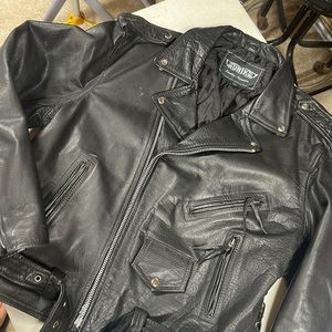 Black leather bikers jacket